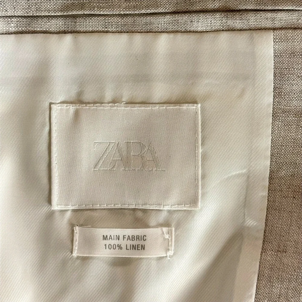 Zara 100% Linen Blazer Sport Coat Oatmeal Beige NWT Mens 46R EU56